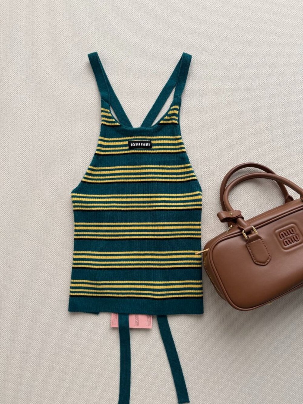 Brand New Miu Miu Bottle Green Knit Tank Top